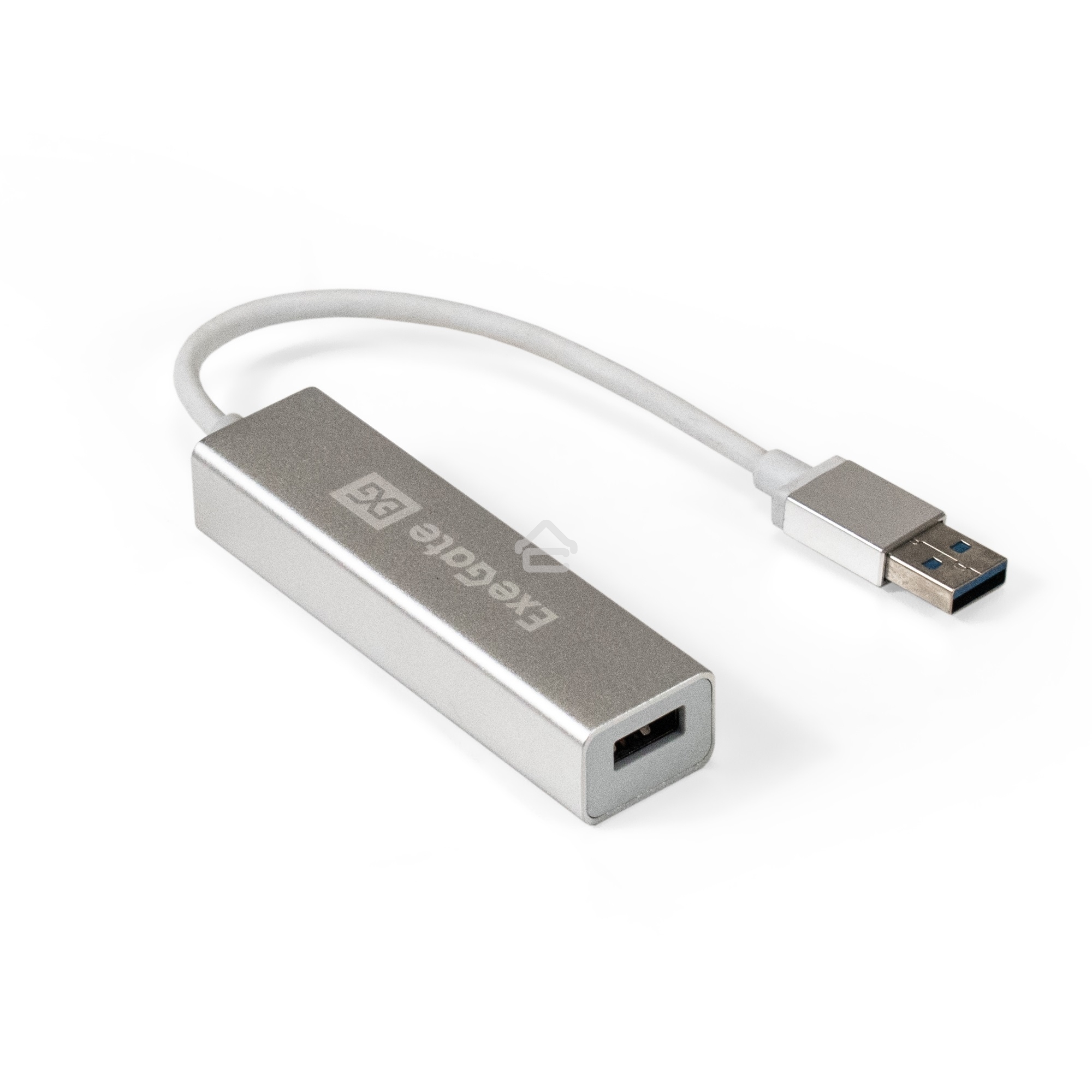 Хаб USB (концентратор) ExeGate DUB-4 (кабель-адаптер USB3.0 --> 4xUSB3.0, Plug&Play, серебристый)
