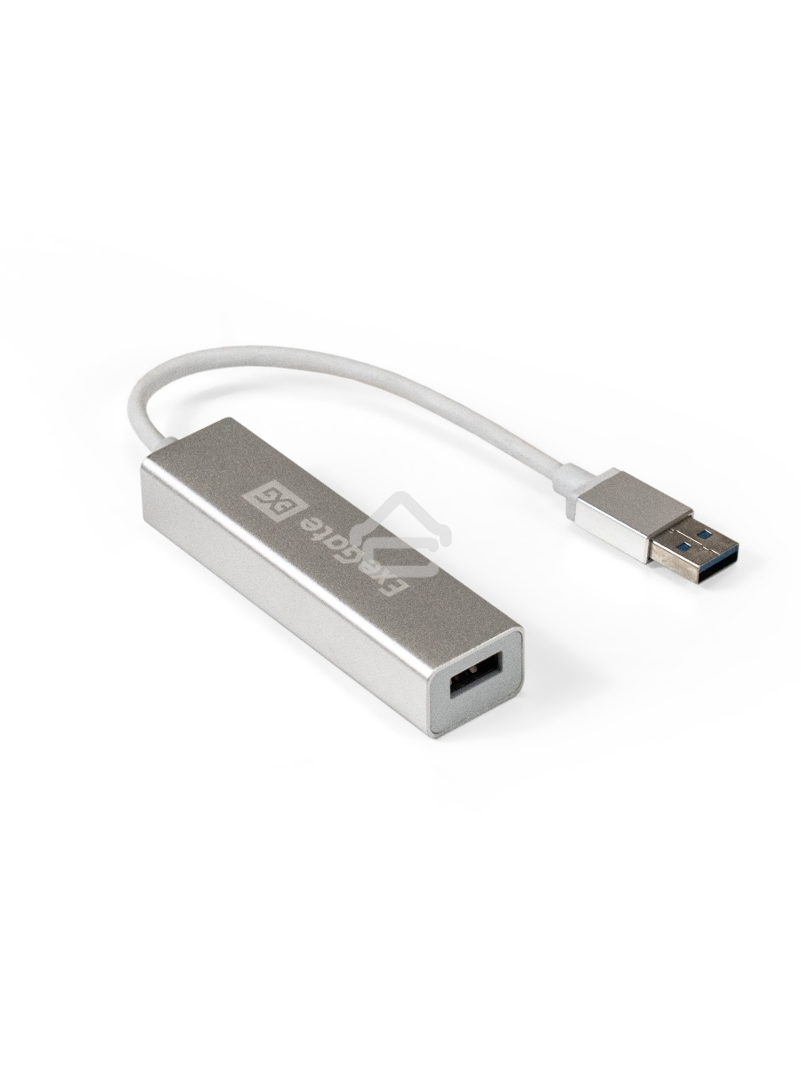 Хаб USB (концентратор) ExeGate DUB-4 (кабель-адаптер USB3.0 --> 4xUSB3.0, Plug&Play, серебристый)