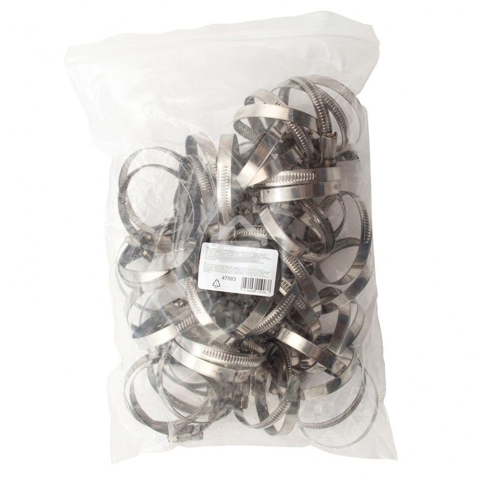 Хомуты Сибртех нержав. сталь, стандартное болтовое крепление 40-60 мм, ширина 9 мм, 50 шт.