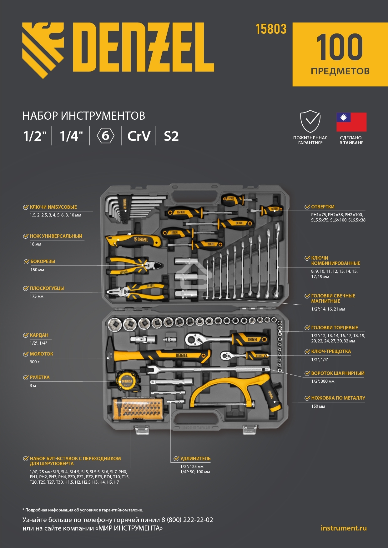 Набор инструментов Denzel 1/2