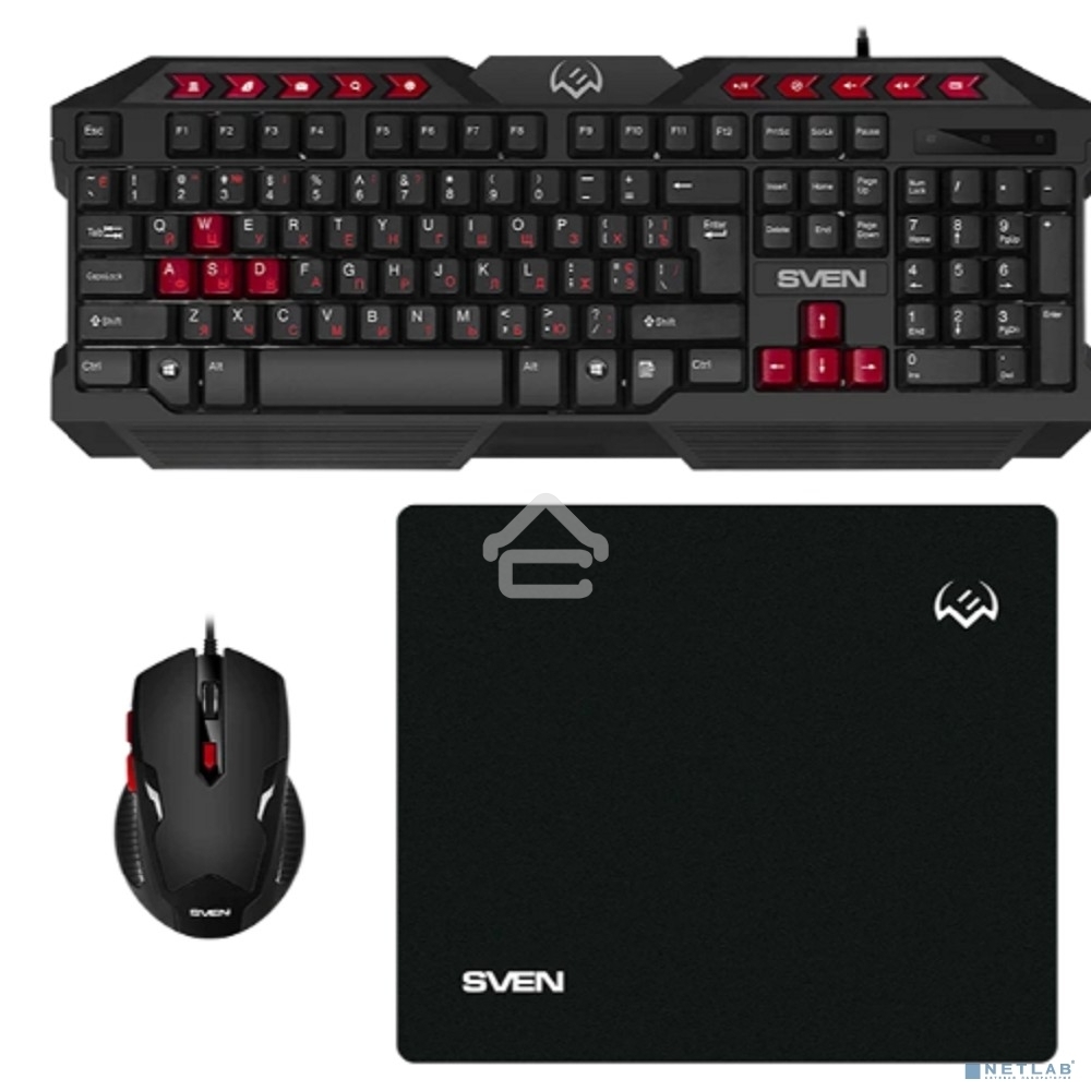Комплект клавиатура + мышь SVEN GS-9200 игровые клавиатура, мышь и коврик