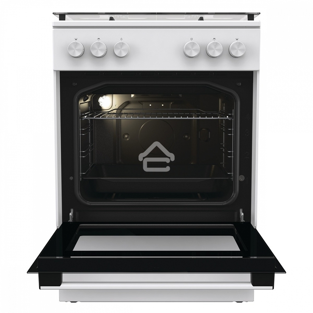 Плита газовая Gorenje GG6A11WF белый, конфорок 4 газовых, духовка 72 л, 60 см x 85 см x 60 см