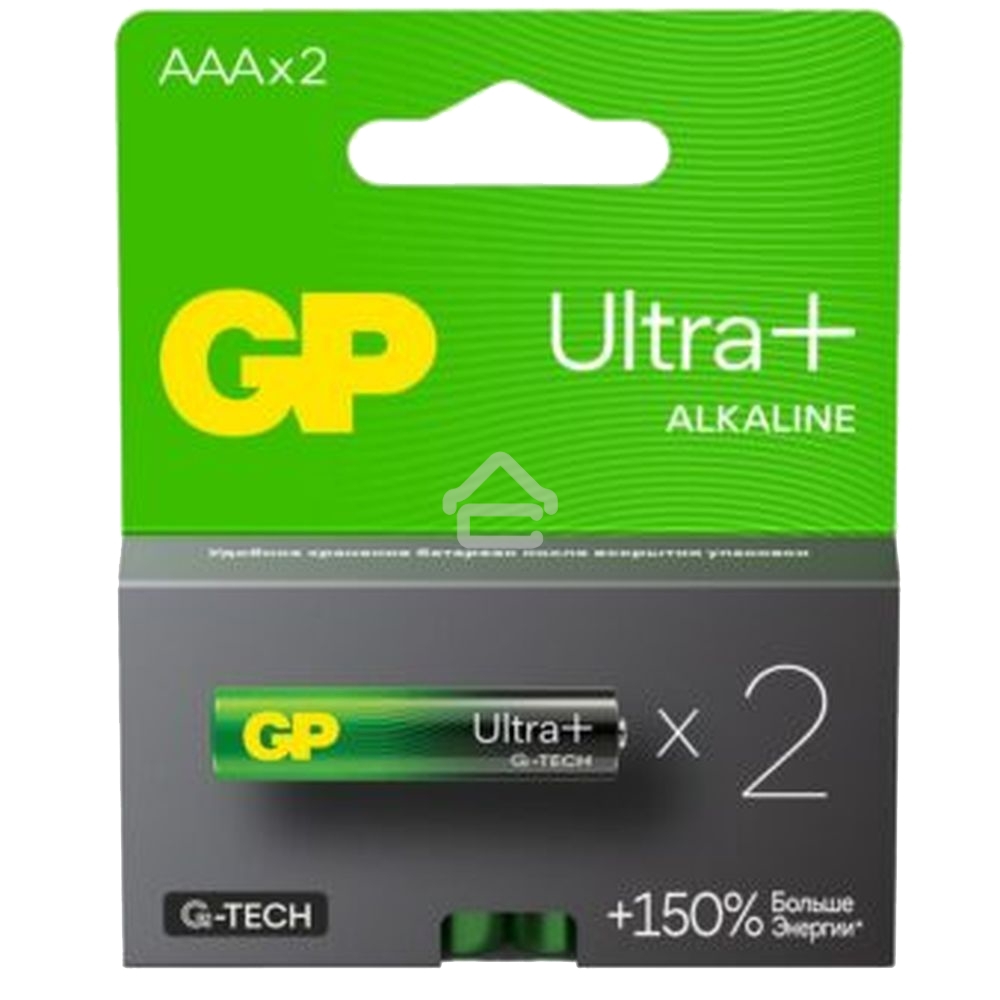 Алкалиновые батарейки c технологией G-tech GP Ultra Plus Alkaline 24А AАA - 2 шт. на блистере