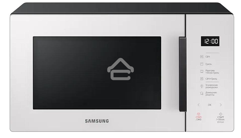 Микроволновая печь Samsung MG23T5018AE/BW белый, 23 л, 800 Вт, переключатели - сенсор