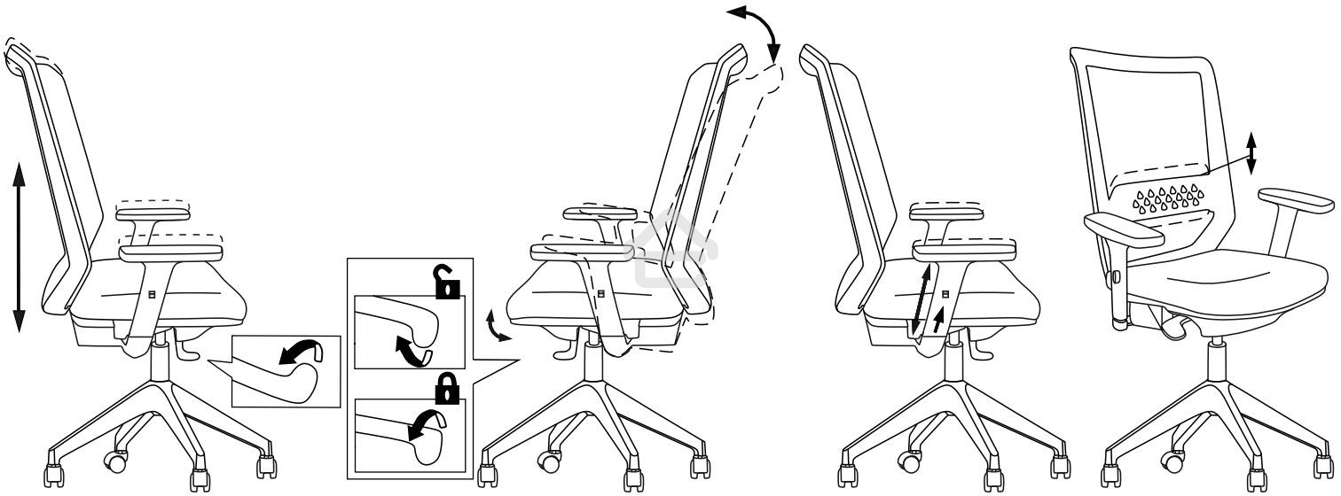 Кресло офисное Бюрократ MC-611NL черный TW-01 38-418 сетка/ткань, крестов. 4-луч. пластик