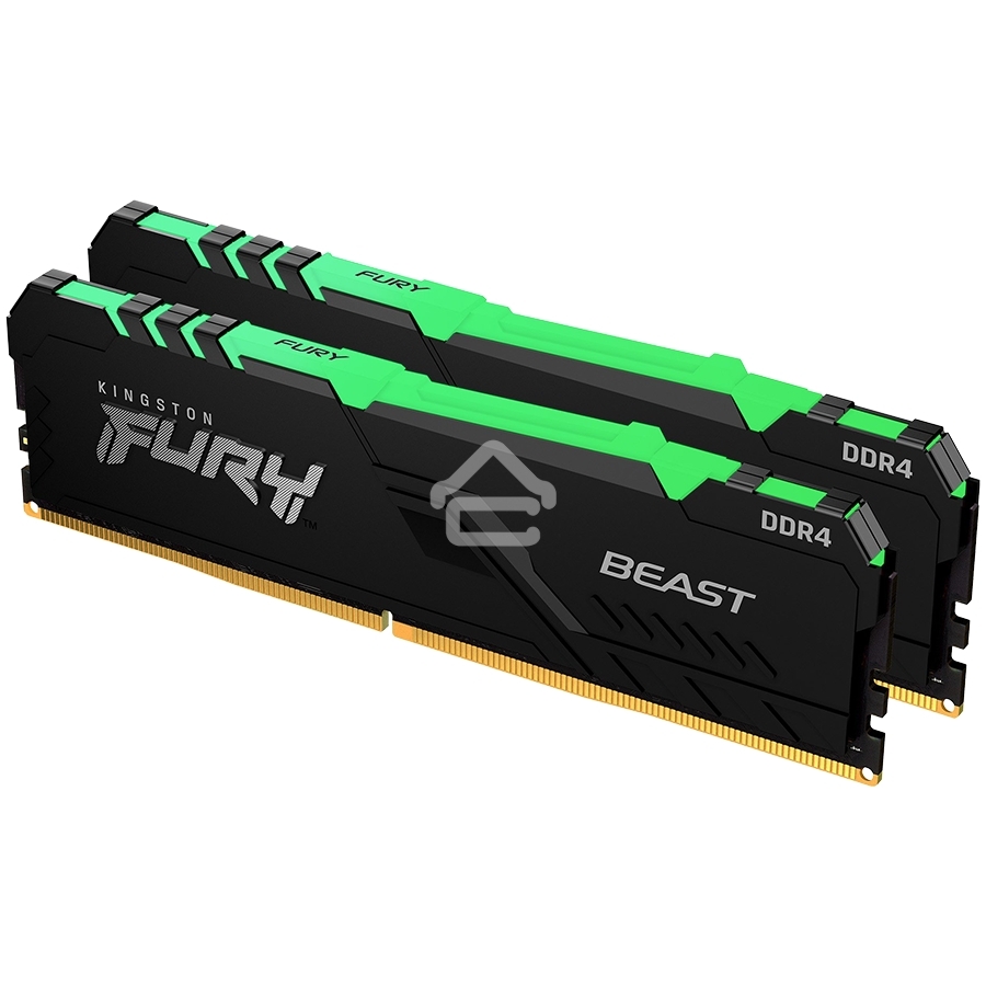 Оперативная память Kingston Fury Beast, DDR4, 16GB (2x8GB), 3600MHz, CL17, DIMM, с радиаторами, RGB, черный