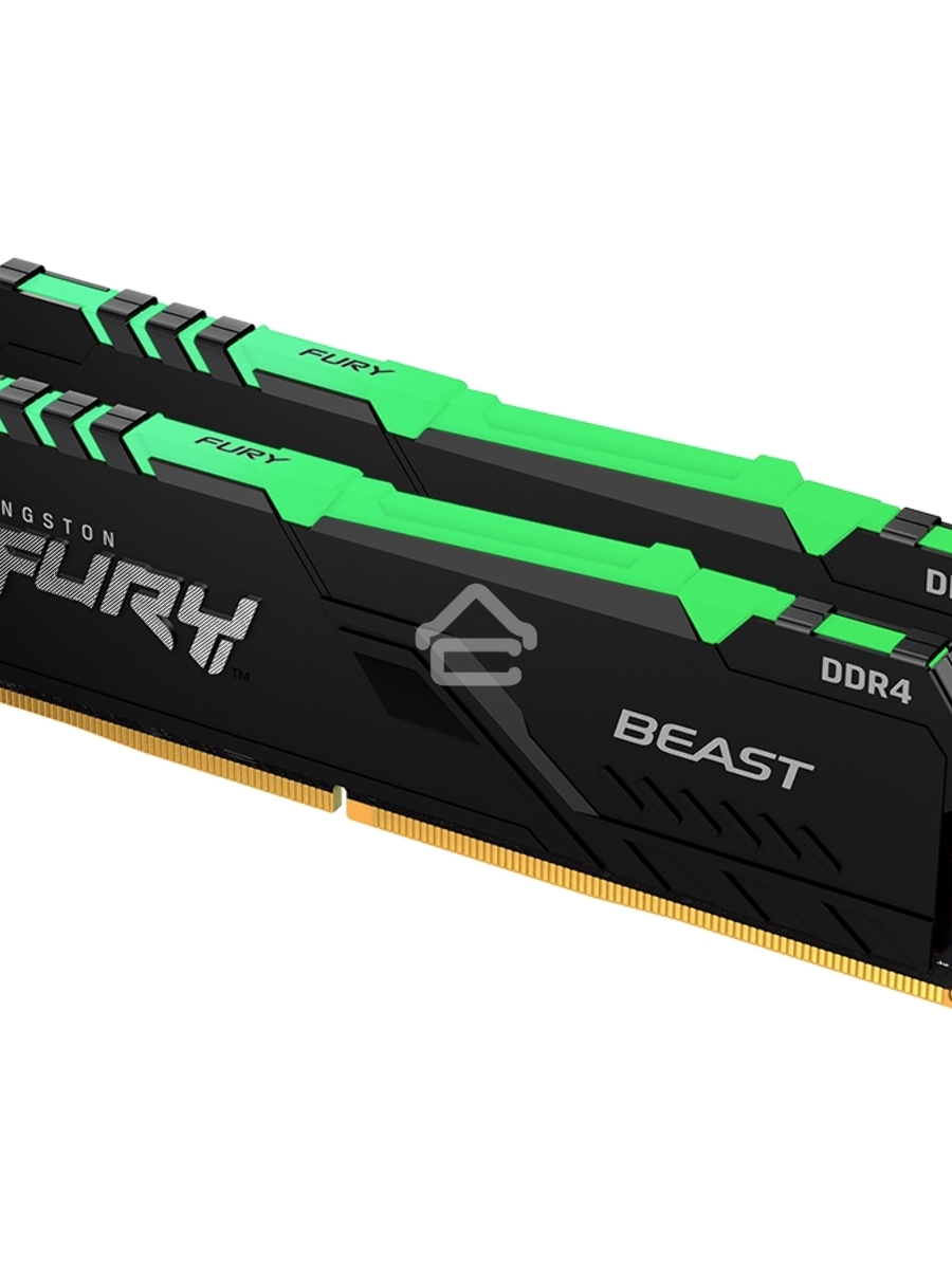 Оперативная память Kingston Fury Beast, DDR4, 16GB (2x8GB), 3600MHz, CL17, DIMM, с радиаторами, RGB, черный