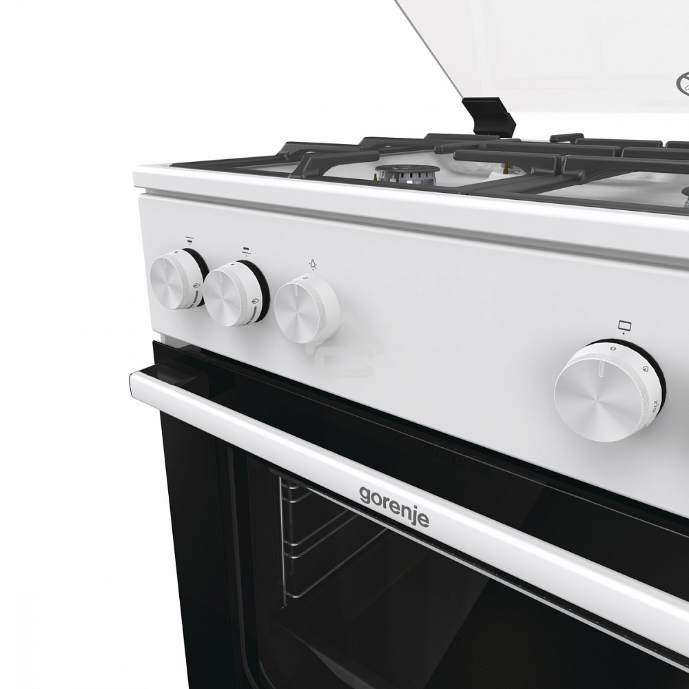 Плита газовая Gorenje GG6A11WF белый, конфорок 4 газовых, духовка 72 л, 60 см x 85 см x 60 см