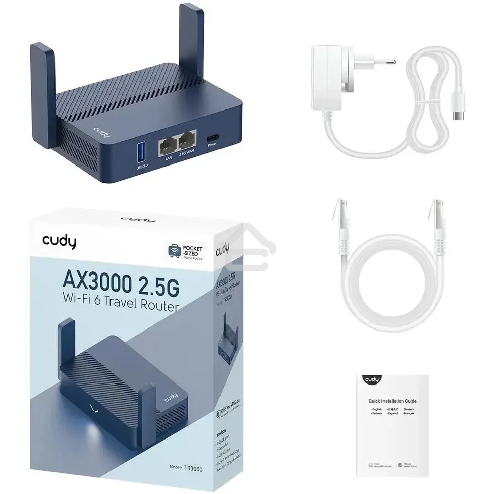 Маршрутизатор Cudy TR3000, AX3000, 2,5 Гбит/с (WAN) + 1 Гбит/с (LAN)1 USB3.0, MU-MIMO, Mesh (TR3000)
