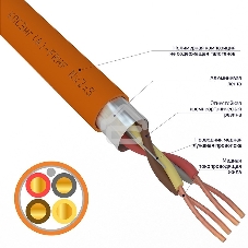 Кабель огнестойкий Rexant КПСЭнг(А)-FRHF 2x2x0,75 мм², бухта 200 м, 01-4924-1