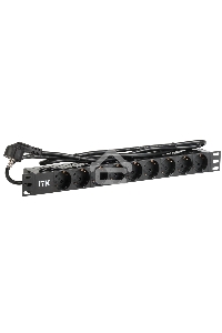 Блок ITK PDU 9 розеток DIN49440 (нем. cтанд.) 1U, шнур 2м вилка DIN49441 (нем. станд.), профиль из ПВХ, черный