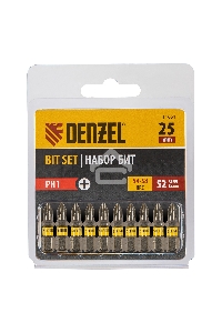 Набор бит PH1х25, сталь S2, шестигранный профиль, 10 шт.  Denzel