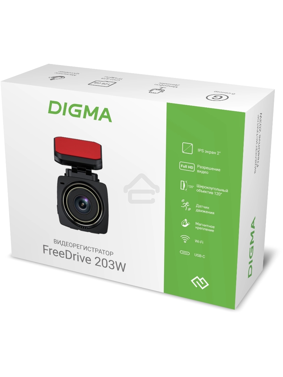 Видеорегистратор Digma FreeDrive 203W черный 2Mpix 1080x1920 1080p 120гр. MSTAR 8336
