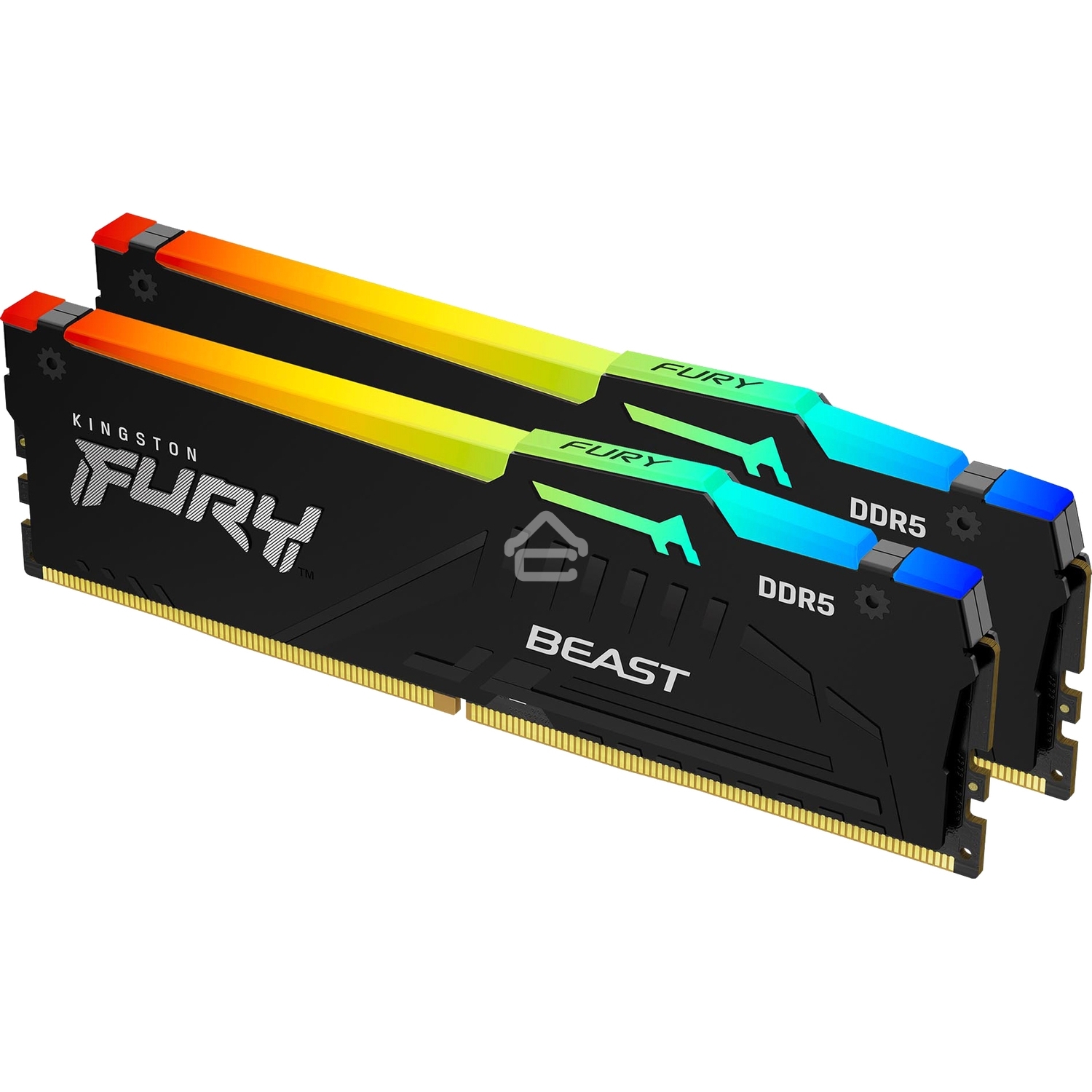 Оперативная память Kingston Fury Beast, DDR5, 64Gb (2x32GB), 5600MHz, CL36, DIMM, радиатор, RGb, черный