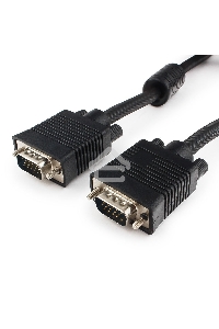 Кабель Gembird/Cablexpert CC-PPVGA-10M-B, Кабель VGA Premium , 15M/15M, 10м, черный, тройной экран, феррит.кольца