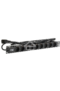 Блок ITK PDU 9 розеток DIN49440 (нем. cтанд.) 1U, шнур 2м вилка DIN49441 (нем. станд.), профиль из ПВХ, черный