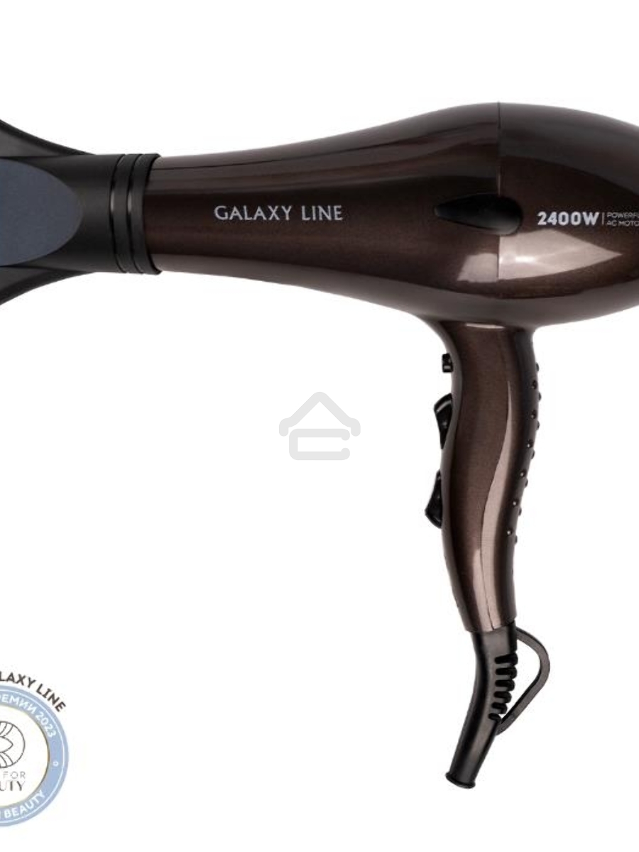 Фен для волос Galaxy Line GL 4343, коричневый, 2400 Вт, АС-мотор, 2 скорости потока воздуха, 3 температурных режима, функция «холодный воздух», насадка-концентратор, подвесная петля, длина шнура питания 240 см, защита мотора от перегрева