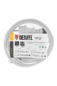Шнур сетевой Energy Series, ПВС, 1,5 м, 2х1,5 мм, с неразборной вилкой, белый Denzel