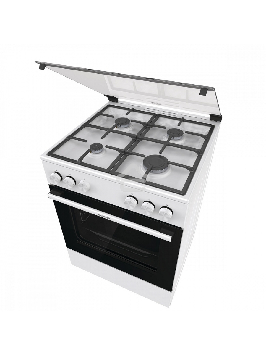 Плита газовая Gorenje GG6A11WF белый, конфорок 4 газовых, духовка 72 л, 60 см x 85 см x 60 см