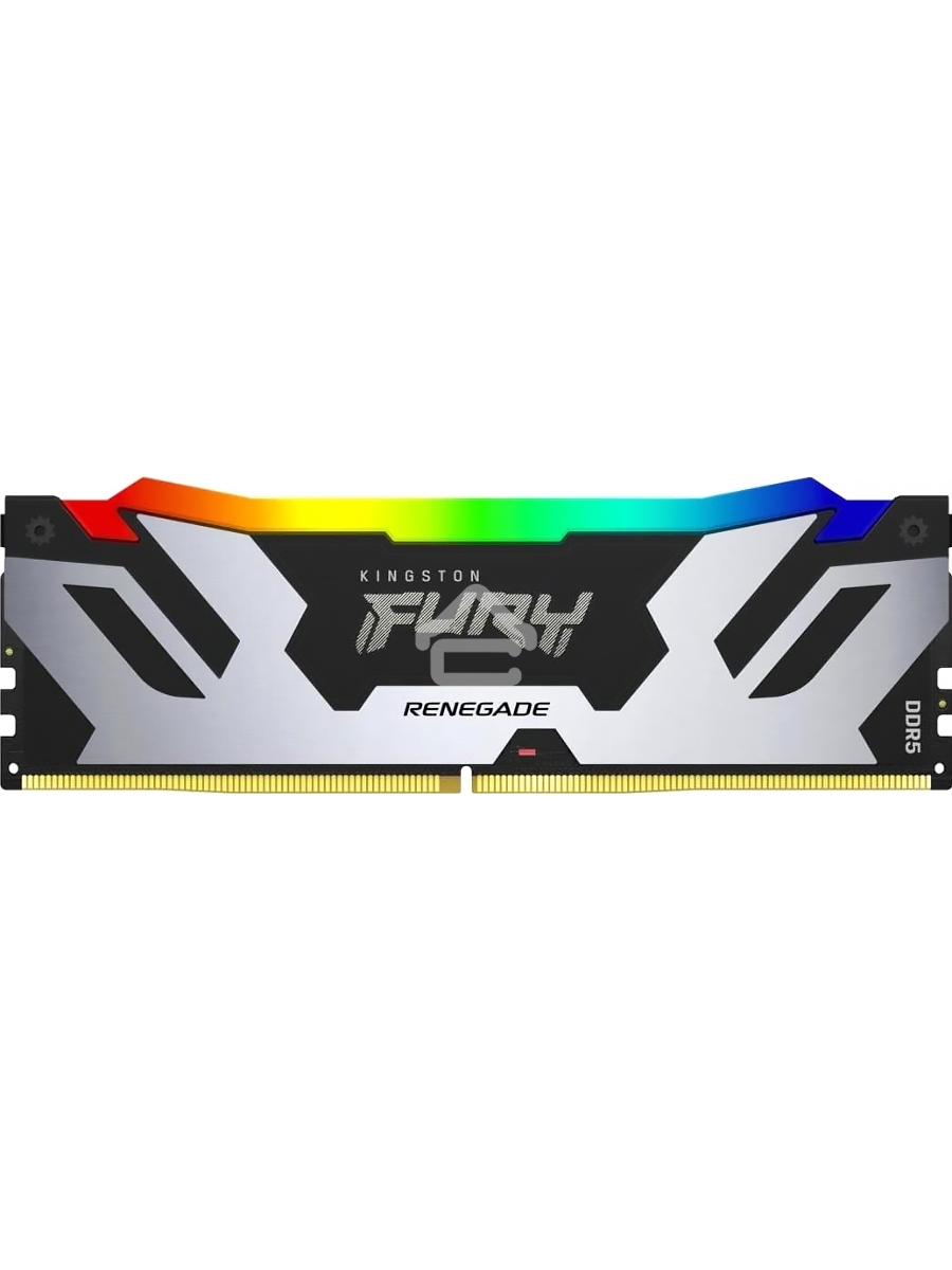 Оперативная память Kingston Fury Renegade, DDR5, 32GB (2x16GB), 6400MHz, CL32, DIMM, с радиатором, RGB, серебристый/черный