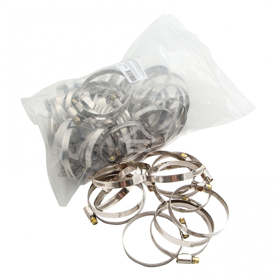 Хомуты Сибртех нержав. сталь, стандартное болтовое крепление 50-70 мм, ширина 9 мм, 50 шт.