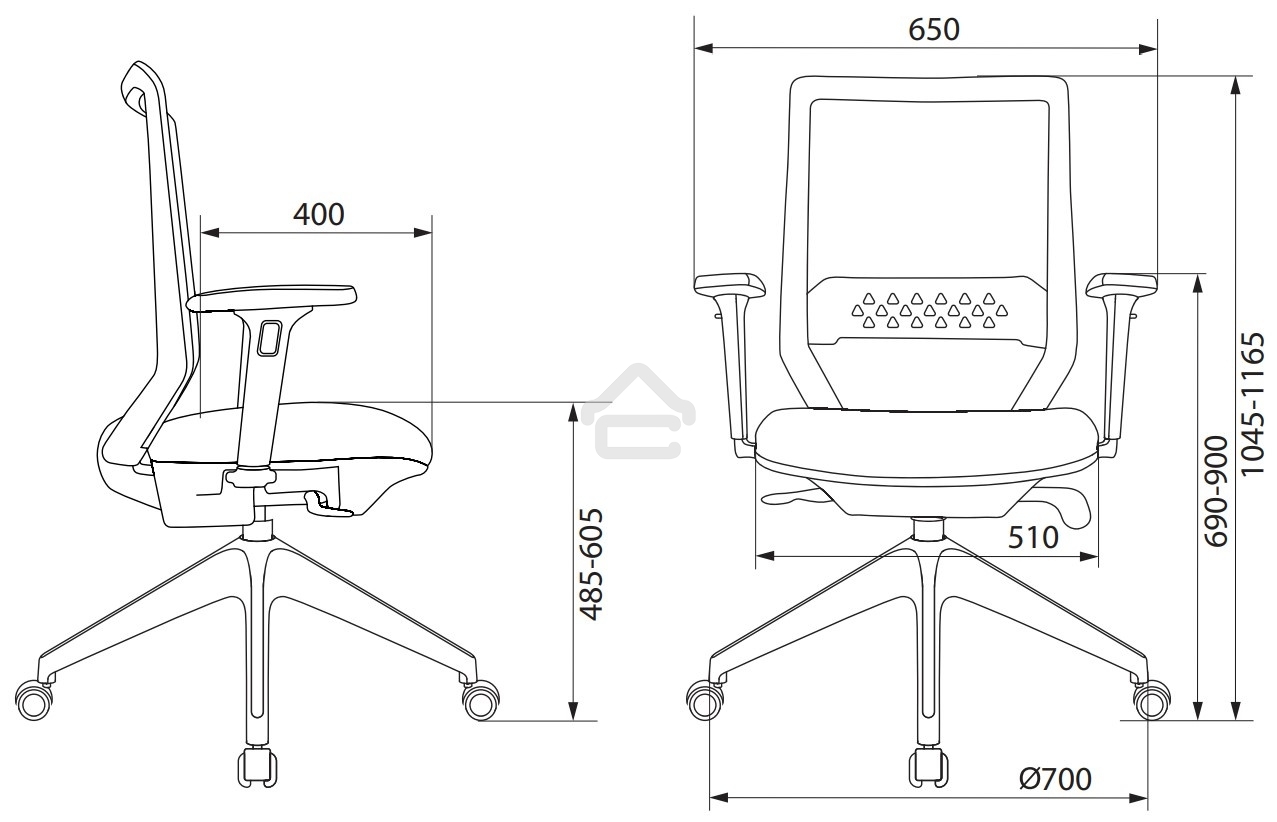 Кресло офисное Бюрократ MC-611NL черный TW-01 38-418 сетка/ткань, крестов. 4-луч. пластик