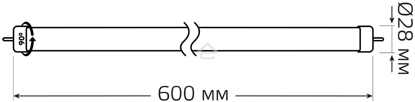 Лампа светодиодная Gauss Elementary T8 10Вт 4000К G13 780лм 600мм стекло поворотная
