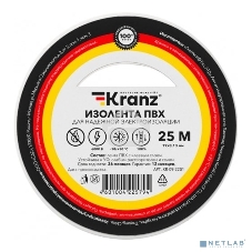 Изолента ПВХ KRANZ 0.13х19 мм, 25 м, белая (5 шт./уп.)