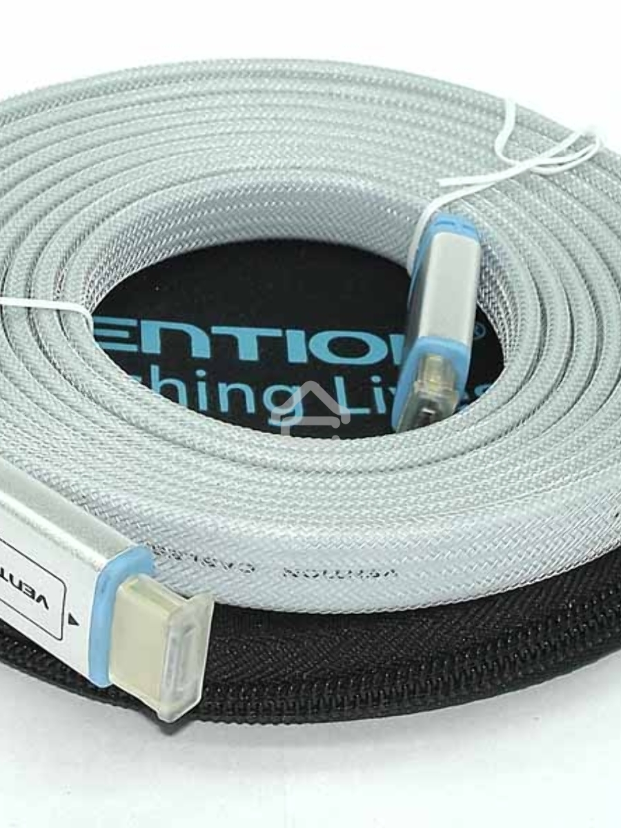 Кабель Vention HDMI (H450) 3m серый плоский в оплетке в круглом кейсе