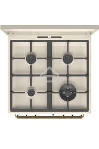 Газовая плита Gorenje GKS6C71CLI, электрическая духовка, металлическая крышка, чугун, слоновая кость