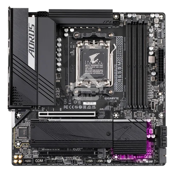 Материнская плата Gigabyte B650M AORUS ELITE, Socket AM5, AMD B650, 4xDDR5, 4xSATA, 2xM.2, 1xPCI-E 4.0 x16, 1xPCI-E 4.0 x4, 1xHDMI, 1xDP, 1x 2.5Gb LAN, 5xUSB-A 3.2 Gen 1, 2xUSB-A 3.2 Gen 2, 4xUSB-A 2.0, 1xUSB-C 3.2 Gen 2, 2x3.5 мм, 7.1, Micro-ATX