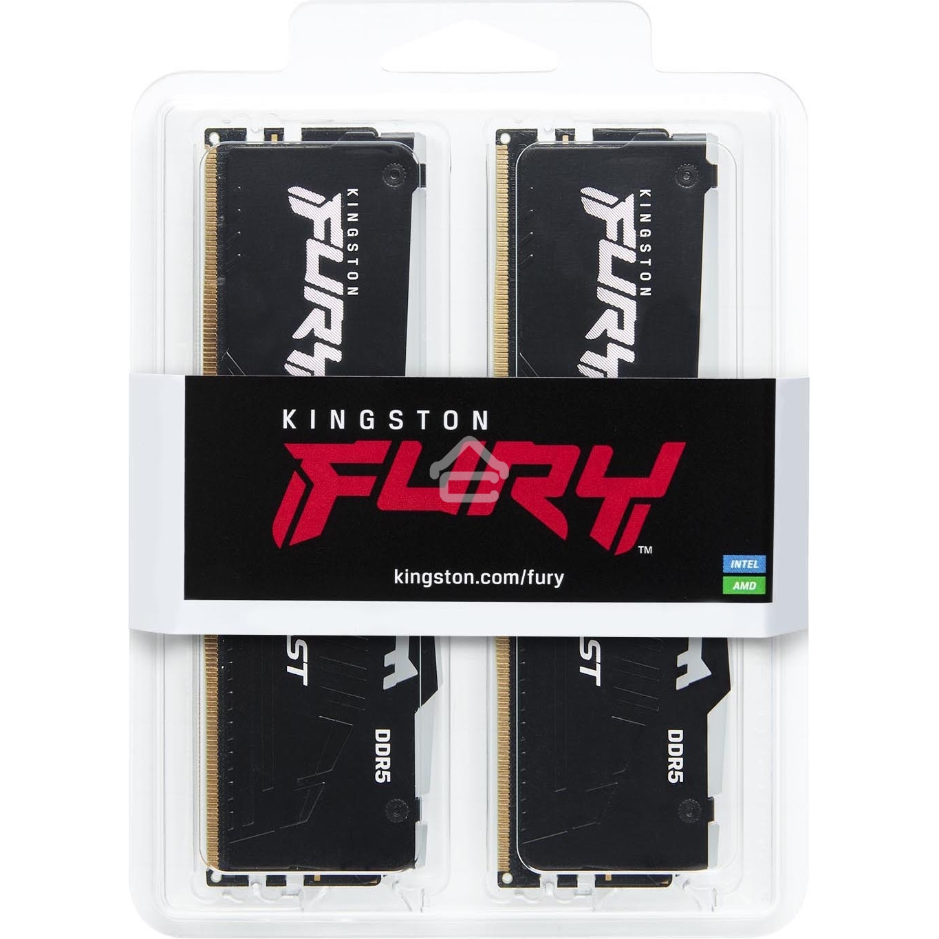 Оперативная память Kingston Fury Beast, DDR5, 64Gb (2x32GB), 5600MHz, CL36, DIMM, радиатор, RGb, черный
