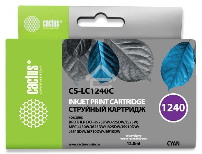 Картридж струйный Cactus CS-LC1240C голубой (12 мл) для Brother MFC-J6510/6910DW