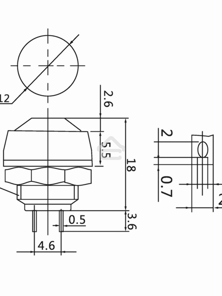 Выключатель-кнопка 250V 1А (2с) OFF-(ON) Б/Фикс синяя Micro Rexant