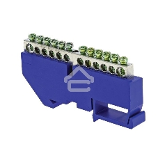 Шина нулевая N 6х9 14 отвер. никель син. изолятор на DIN-рейку PROxima EKF sn1-63-14-d