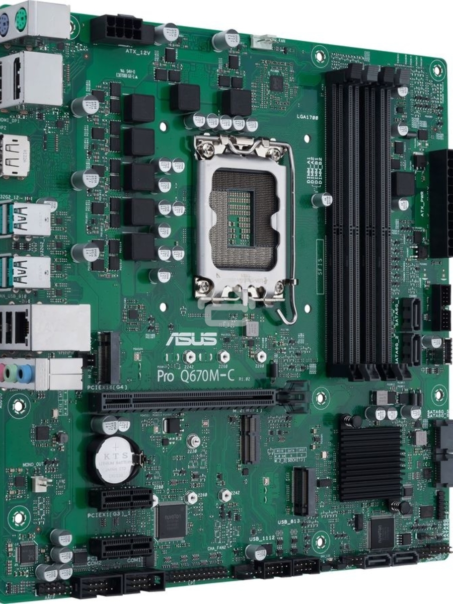 Материнская плата ASUS Pro Q670M-C-CSM, LGA 1700, Intel Q670, 4xDDR5, 6xSATA, 2xM.2, 1xPCIe 4.0 x16, 1xHDMI, 2xDP, 1x1Gb LAN, 4xUSB-A 3.2 Gen 2, 3x3.5 мм, 7.1, mATX