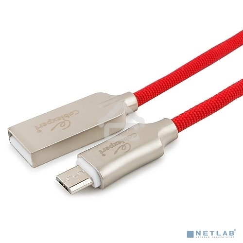 Кабель USB2.0 Cablexpert CC-P-mUSB02R-1.8M, AM/microB, серия Platinum, длина 1.8м, красный, блистер