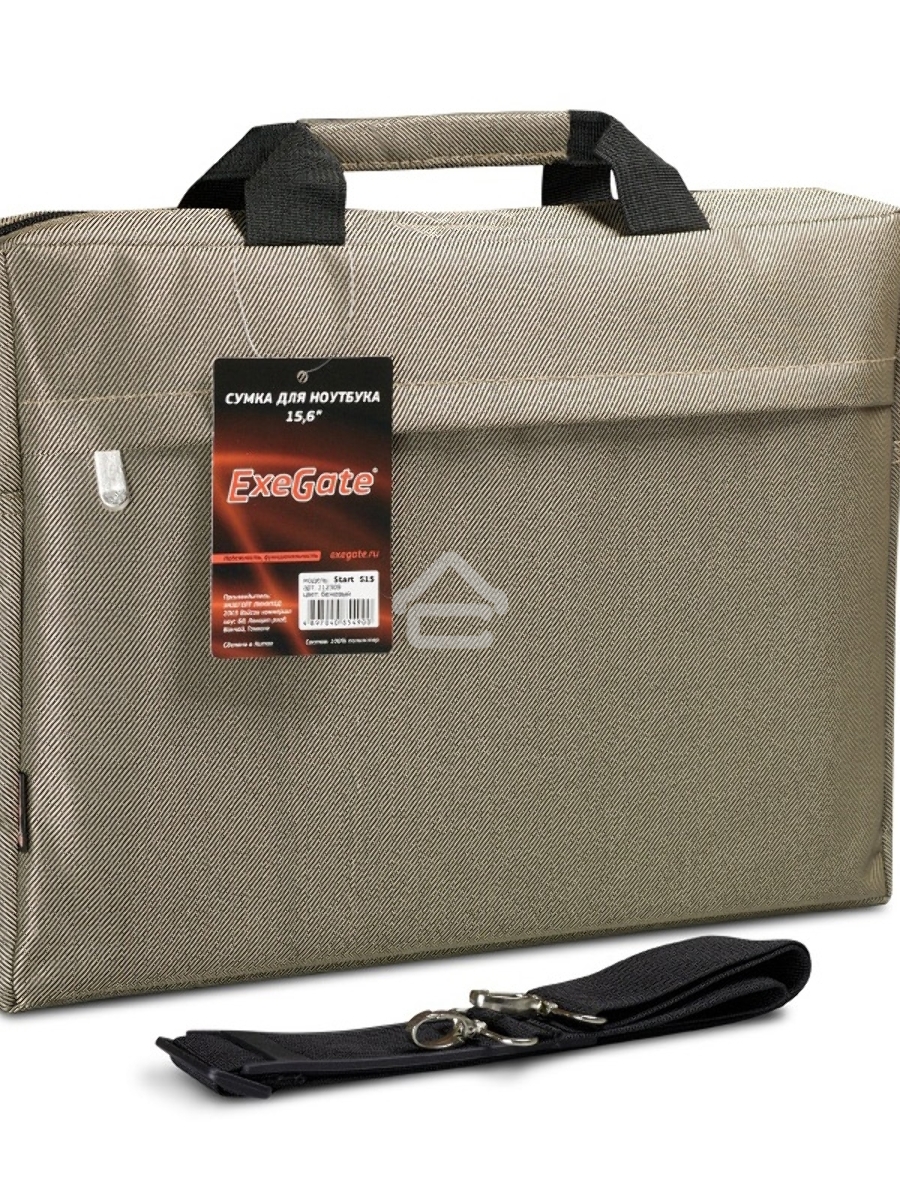 Сумка ExeGate EX212309RUS Start S15 Beige, бежевая, полиэстер, для ноутбуков до 15.6