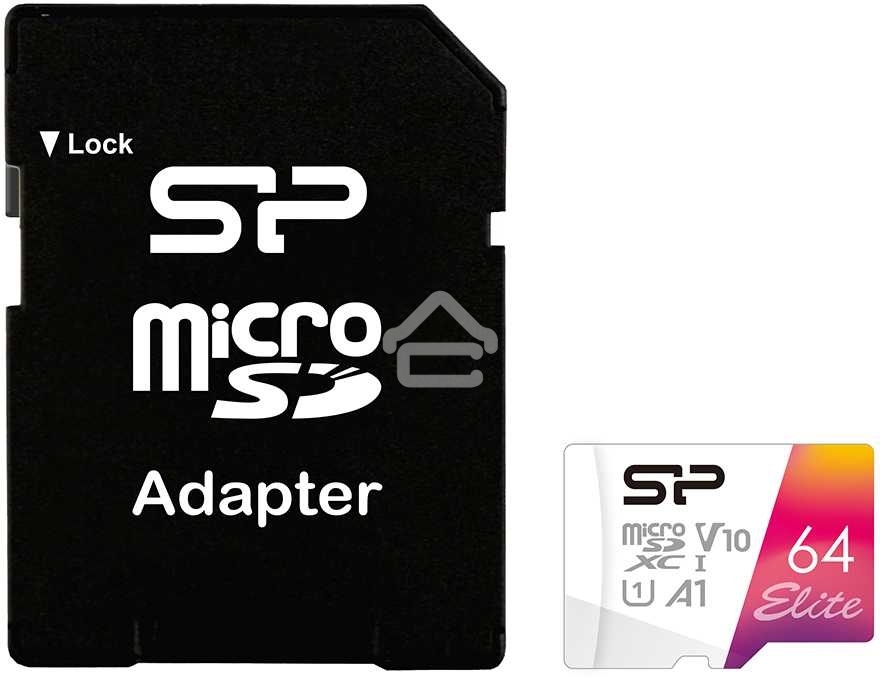 Флеш карта microSD 64GB Silicon Power Elite A1 microSDXC Class 10 UHS-I U3 100 Mb/s (SD адаптер)