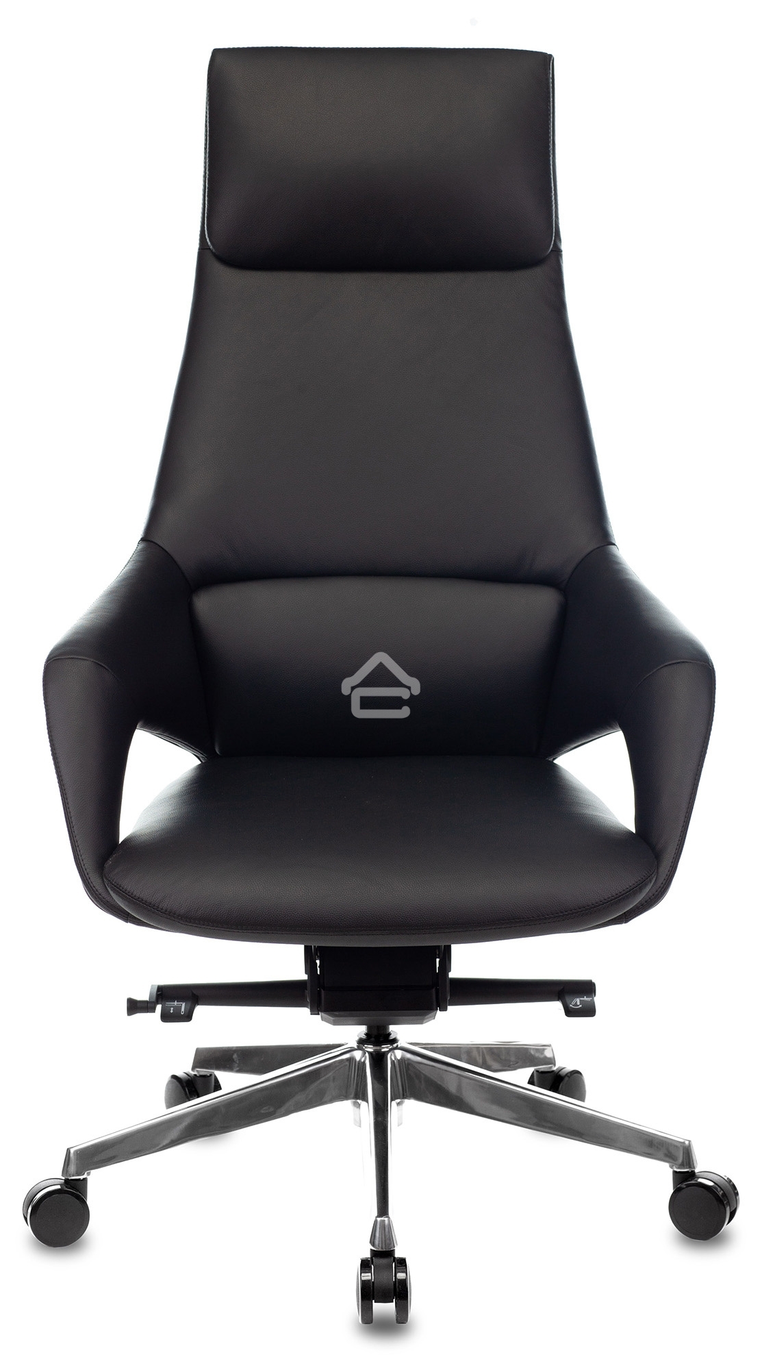 Кресло руководителя Бюрократ DAO-2 черный кожа с подголов. крестовина алюминий