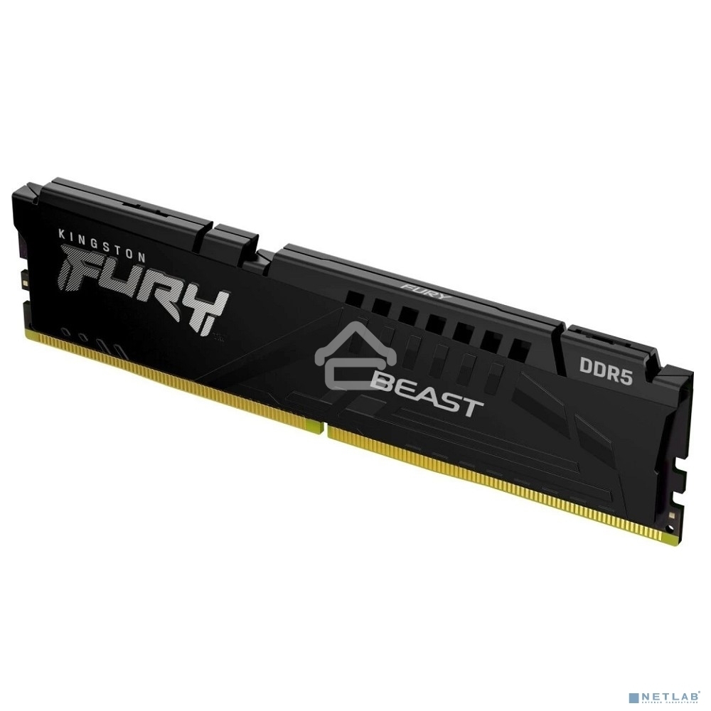 Оперативная память Kingston Fury Beast, DDR5, 16Gb (1x16Gb), 6000MHz, CL30, DIMM, с радиатором, черный