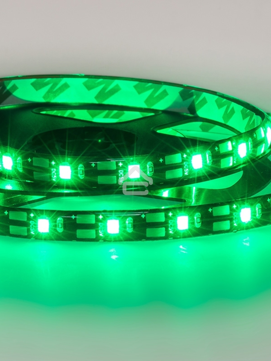 Лента LED с USB коннектором 5 В, 8 мм, IP65, SMD 2835, 60 LED/m, цвет свечения зеленый