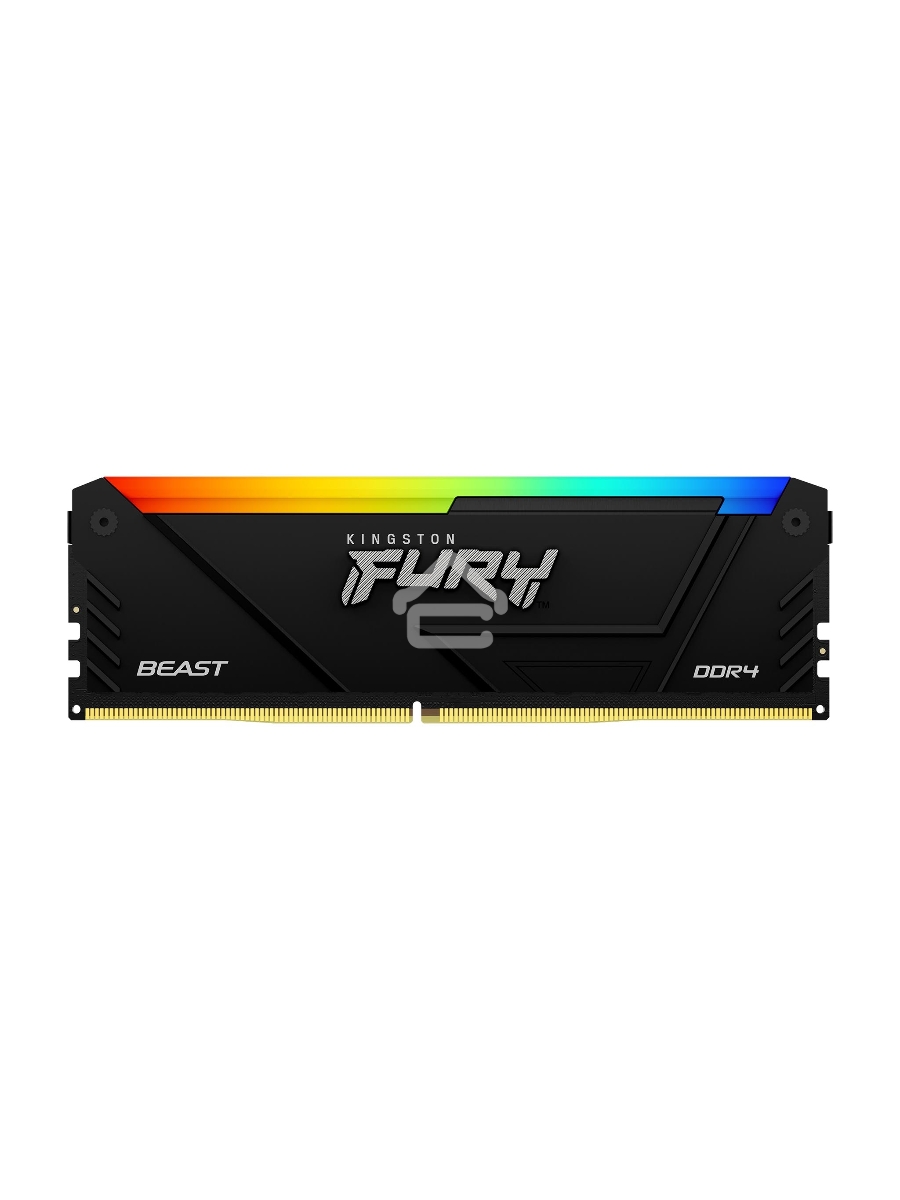 Оперативная память Kingston Fury Beast, DDR4, 64GB (2x32GB), 3200MHz, CL16, DIMM, с радиатором, RGB, чёрный