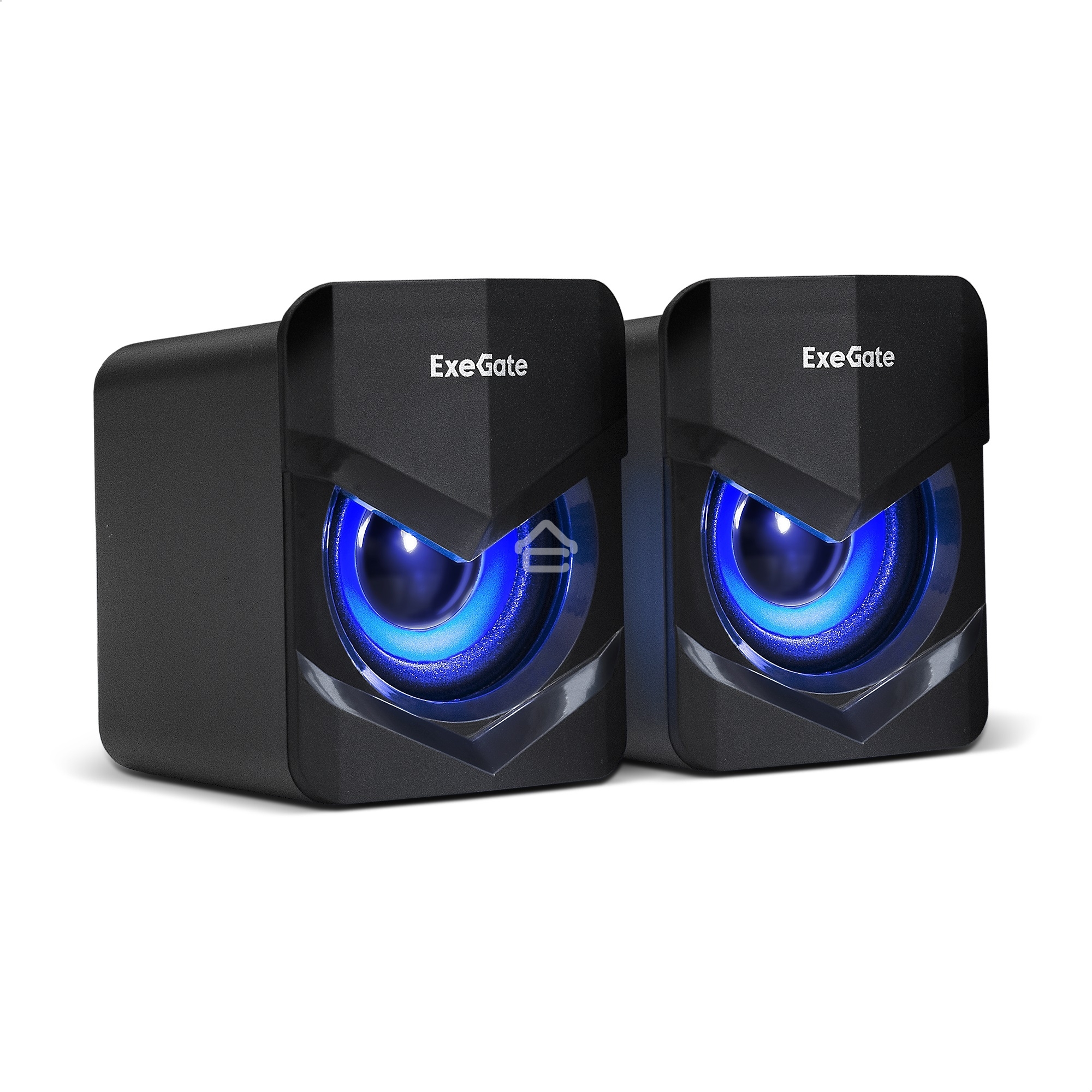 Акустическая система 2.0 ExeGate EX289685RUS Accord 200 (питание USB, 2х3Вт (6Вт RMS), 60-20000Гц,  черный, синяя подсветка)