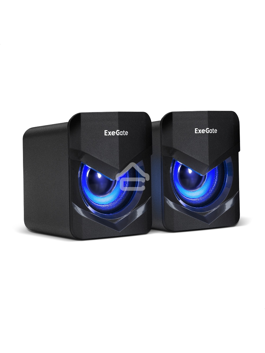 Акустическая система 2.0 ExeGate EX289685RUS Accord 200 (питание USB, 2х3Вт (6Вт RMS), 60-20000Гц,цвет черный, синяя подсветка)