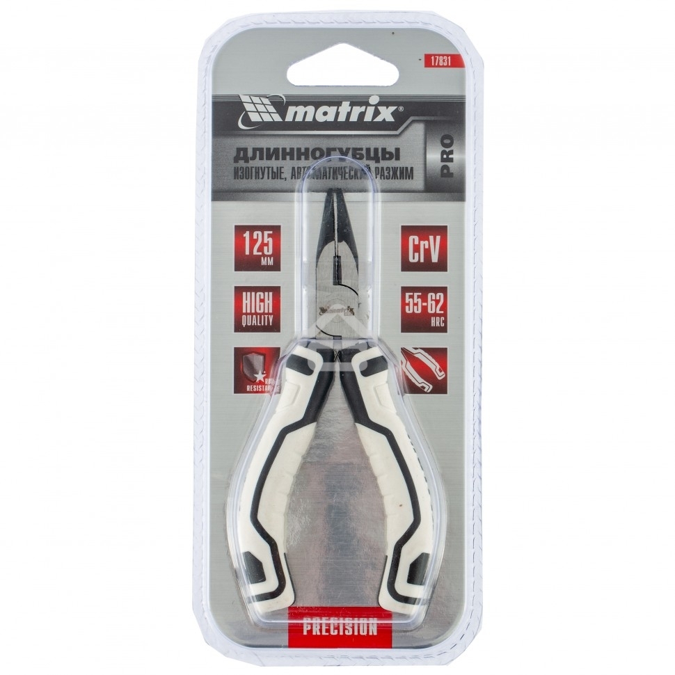 Длинногубцы Matrix Mini, 125 мм изогнутые, авторазжим, PRO