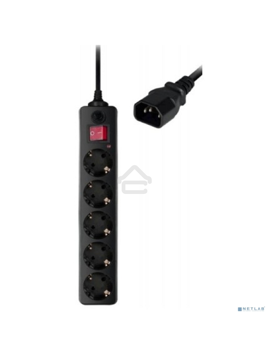 Сетевой фильтр Buro 500SH-1.8-UPS-B 1.8м (5 розеток) черный (коробка)