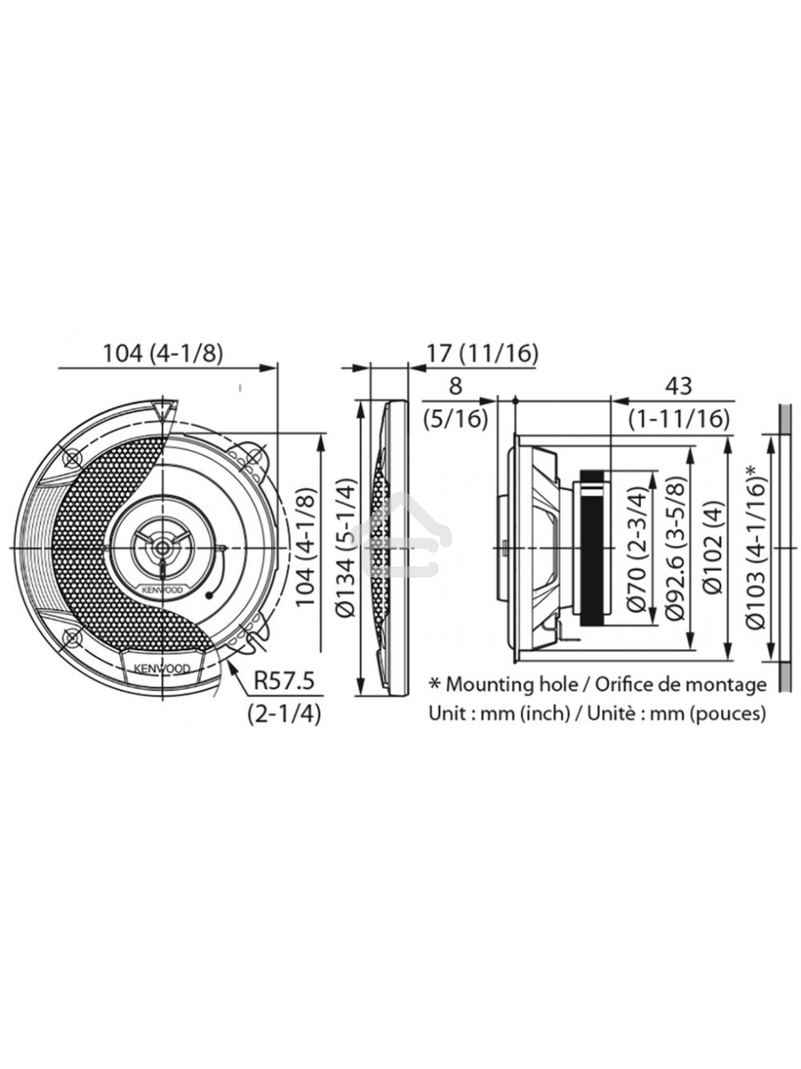 Колонки автомобильные Kenwood KFC-S1066 220Вт