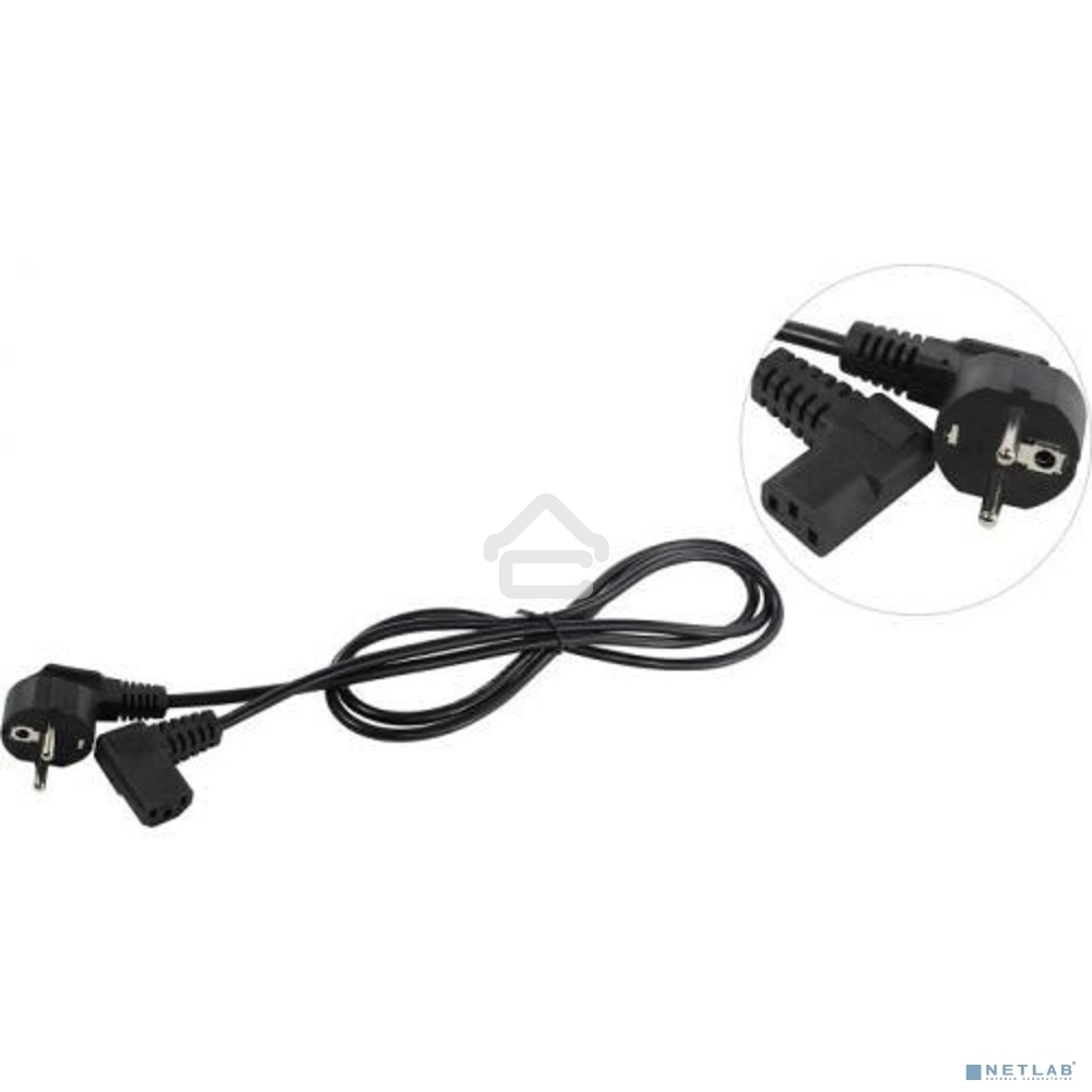 Кабель компьютер - розетка угловой 220V 1.8м (Европейский стандарт) TP021DA-1.8-BK