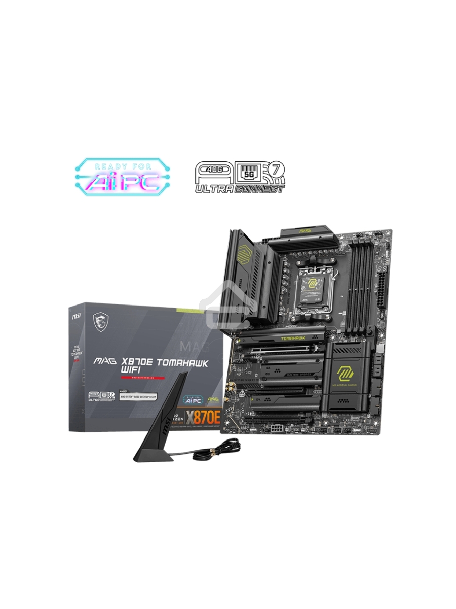 Материнская плата MSI MAG X870E TOMAHAWK WIFI, AM5, AMD X870, 4xDDR5, 4xSATA, 4xM.2, 1xPCI-E 5.0 x16, 1xPCI-E 4.0 x4, 1xPCI-E 3.0 x1, 1xHDMI, 2xUSB Type-C, 1x5Gb LAN, 2xUSB-A 3.2 Gen 2, 3xUSB-A 3.2 Gen 1, 4xUSB-A 2.0, 7.1, Wi-Fi 7, ATX